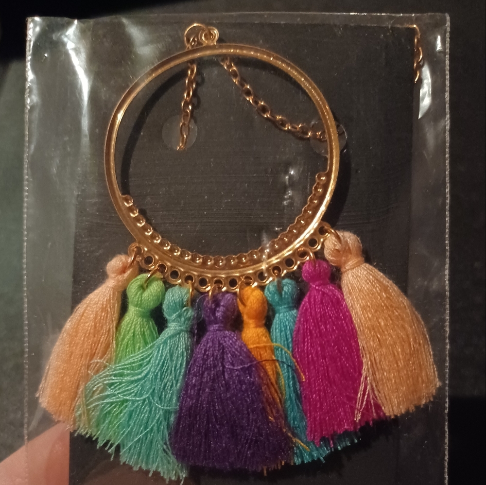 multi-color tassel necklace